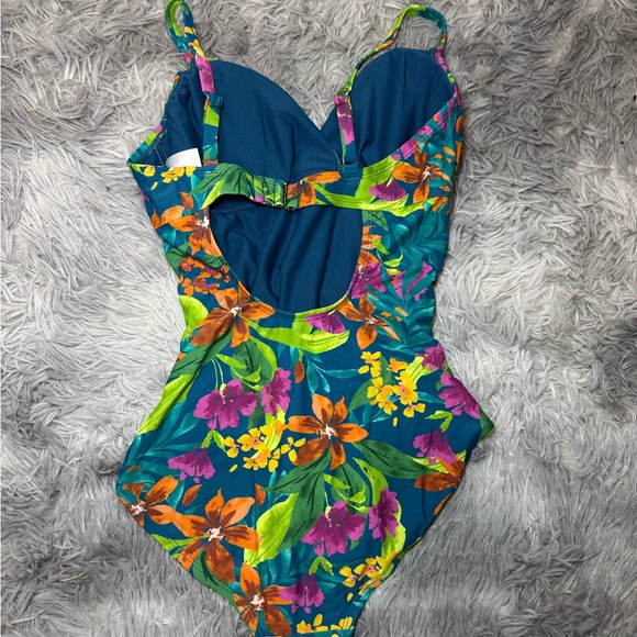 Kona Sol Tropical Floral One Piece Swimsuit - Multicolor Size Small NWT - Picture 3 of 6